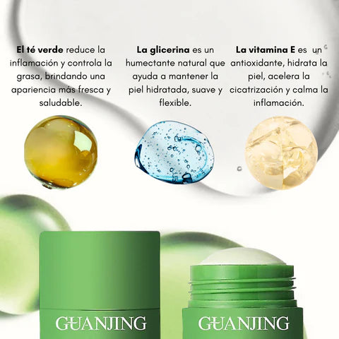Piel limpia y suave en minutos 🍃 - Mascarilla facial de té verde 100% orgánica.