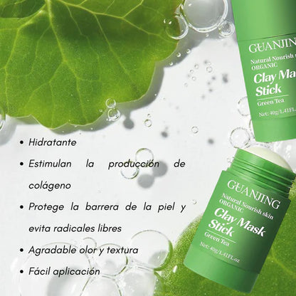 Piel limpia y suave en minutos 🍃 - Mascarilla facial de té verde 100% orgánica.
